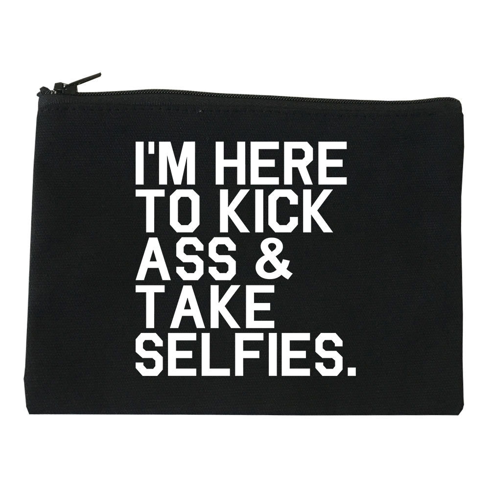 Im Here To Kick Ass And Take Selfies Makeup Bag Red