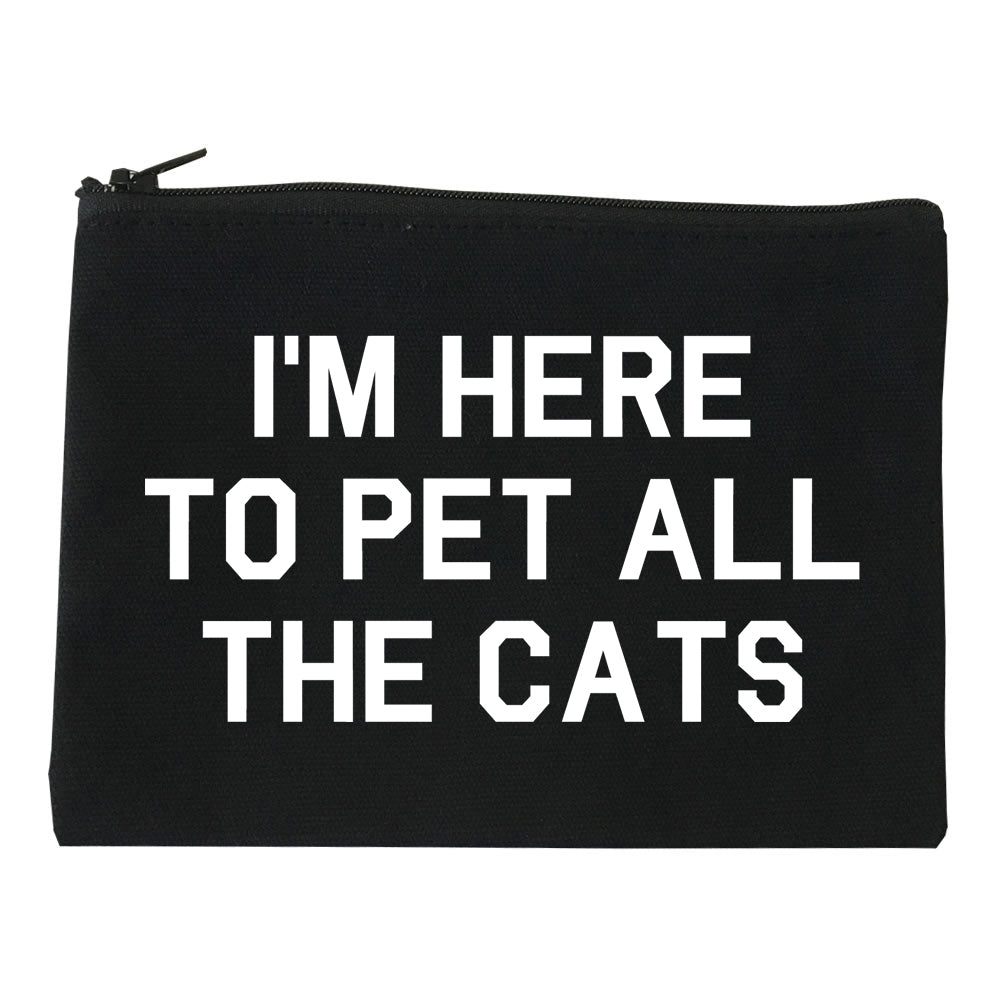Im Here To Pet All The Cats Black Makeup Bag