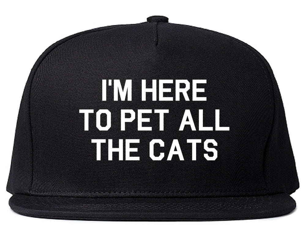 Im Here To Pet All The Cats Black Snapback Hat