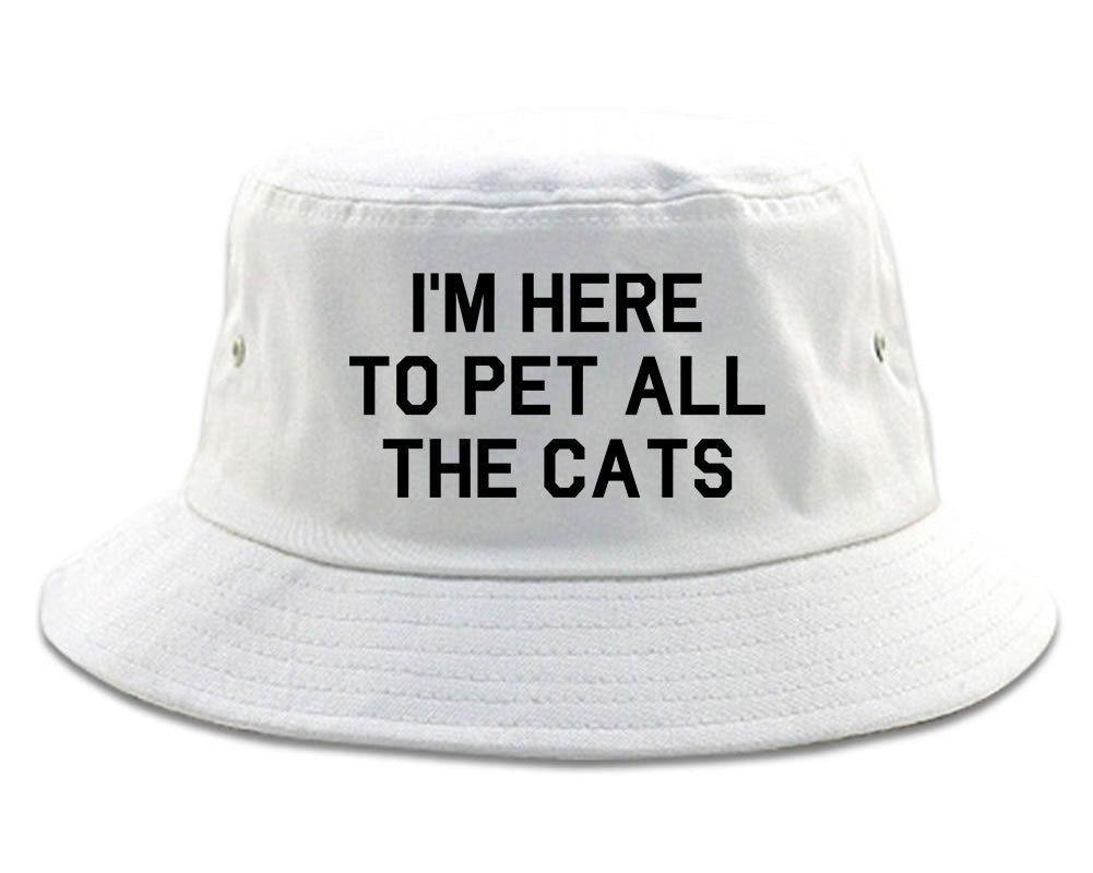 Im Here To Pet All The Cats White Bucket Hat