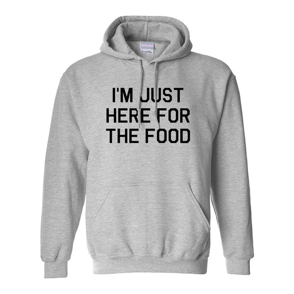 Im Just Here For The Food Grey Womens Pullover Hoodie