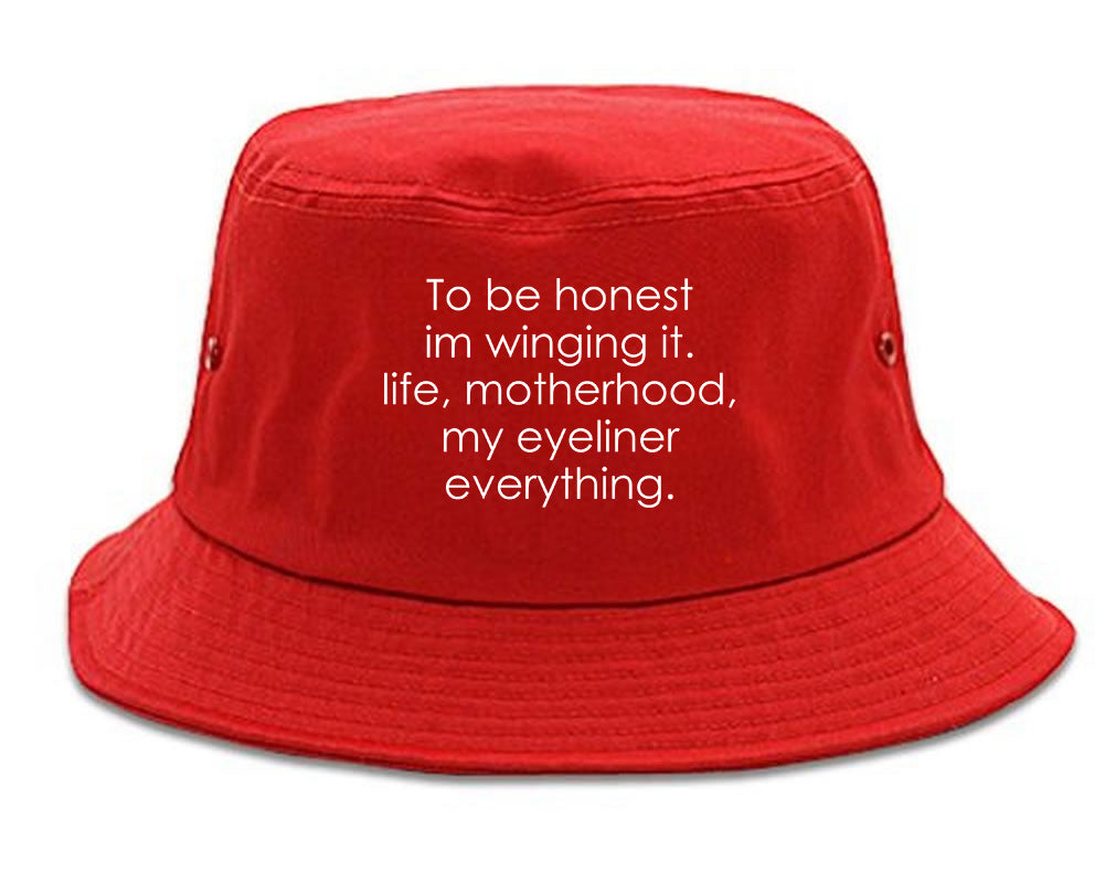 Im Winging It Eyeliner Everything Funny Bucket Hat Red