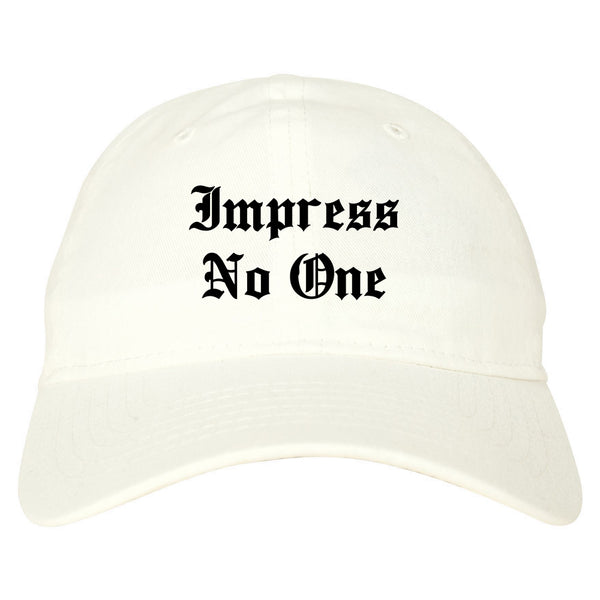 Impress No One Old English Dad Hat White