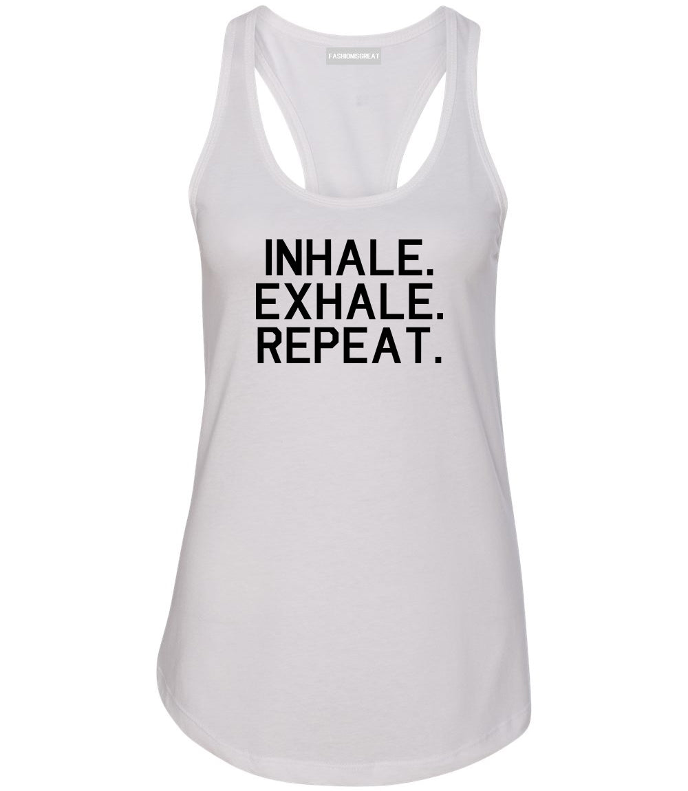 Inhale Exhale Repeat Yoga White Womens Racerback Tank Top