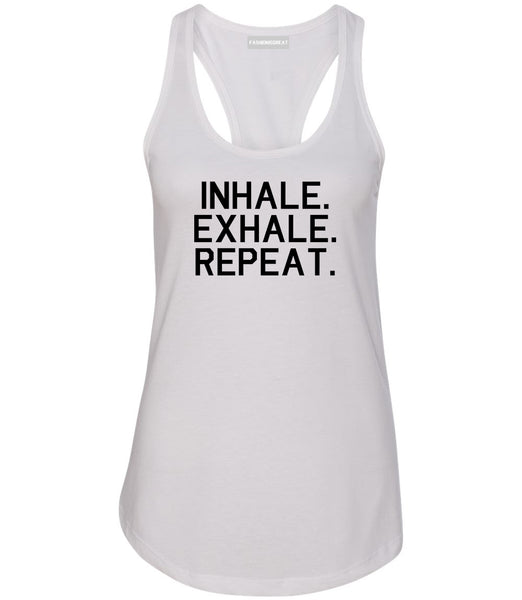 Inhale Exhale Repeat Yoga White Womens Racerback Tank Top