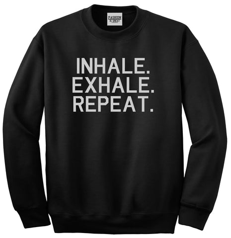 Inhale Exhale Repeat Yoga Black Womens Crewneck Sweatshirt