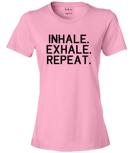 Inhale Exhale Repeat Yoga Pink Womens T-Shirt