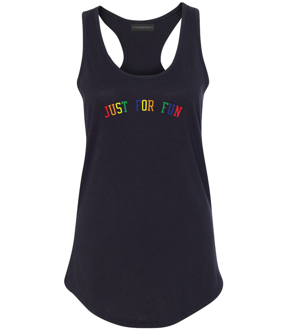 Just For Fun Womens Racerback Tank Top Black