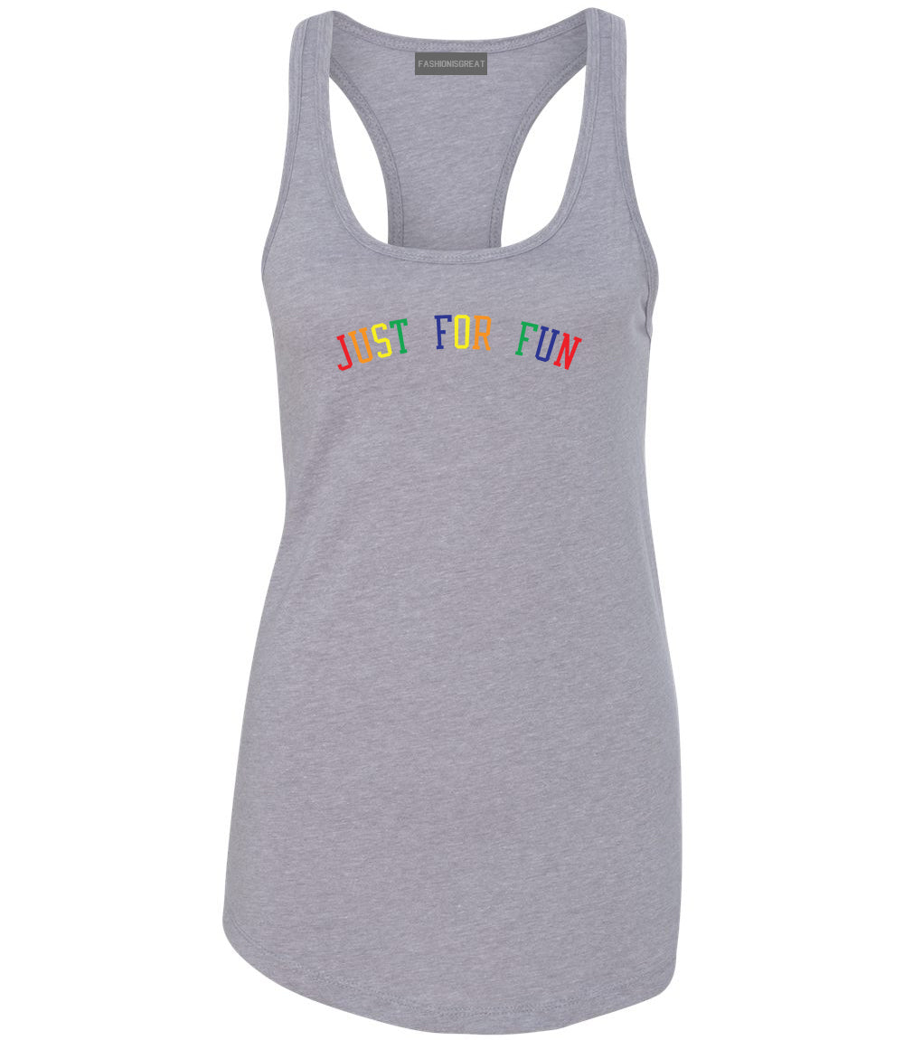 Just For Fun Womens Racerback Tank Top Grey