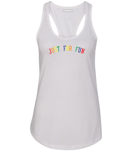 Just For Fun Womens Racerback Tank Top White