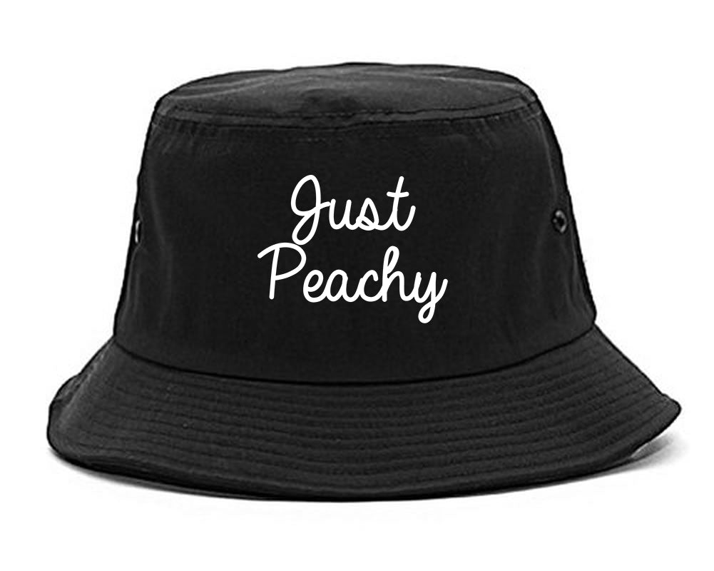 Just Peachy Script Black Bucket Hat