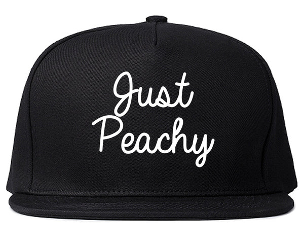 Just Peachy Script Black Snapback Hat