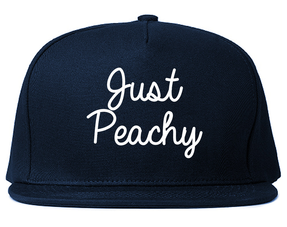 Just Peachy Script Blue Snapback Hat