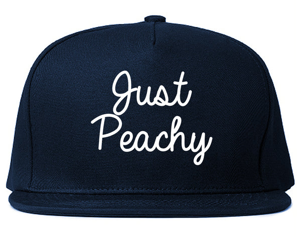 Just Peachy Script Blue Snapback Hat