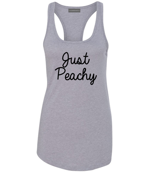 Just Peachy Script Grey Racerback Tank Top