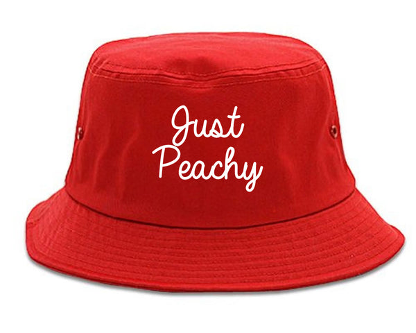 Just Peachy Script Red Bucket Hat