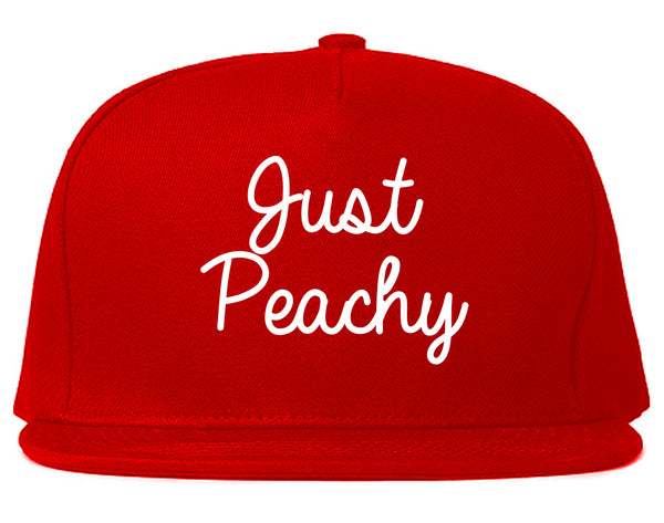 Just Peachy Script Red Snapback Hat