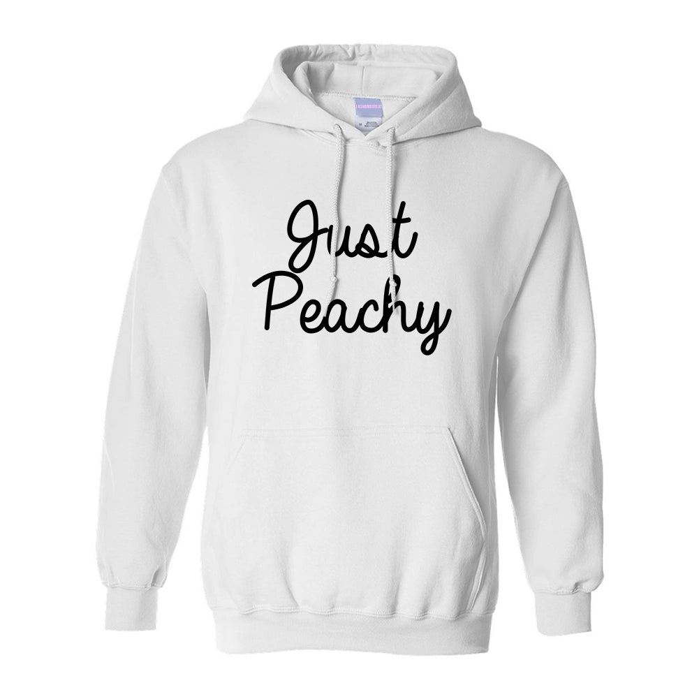 Just Peachy Script White Pullover Hoodie