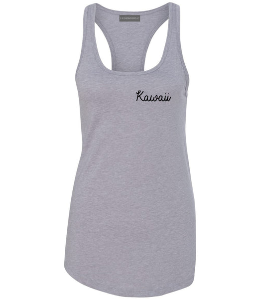Kawaii Cute Script Chest Grey Womens Racerback Tank Top
