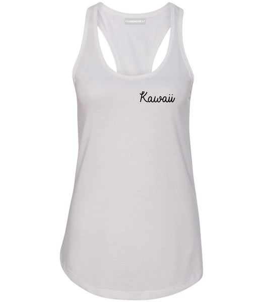 Kawaii Cute Script Chest White Womens Racerback Tank Top