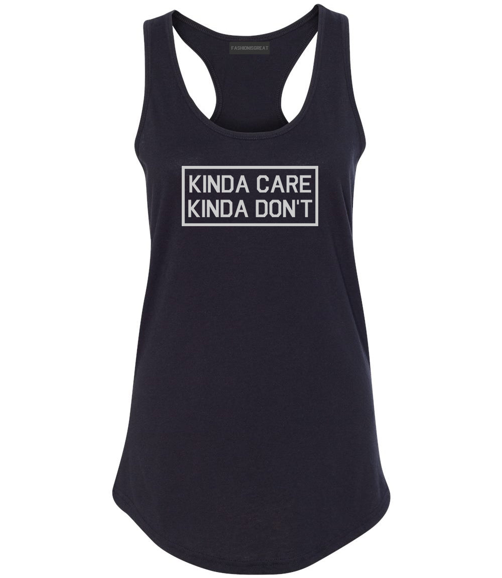 Kinda Care Kinda Don't Funny Black Womens Racerback Tank Top