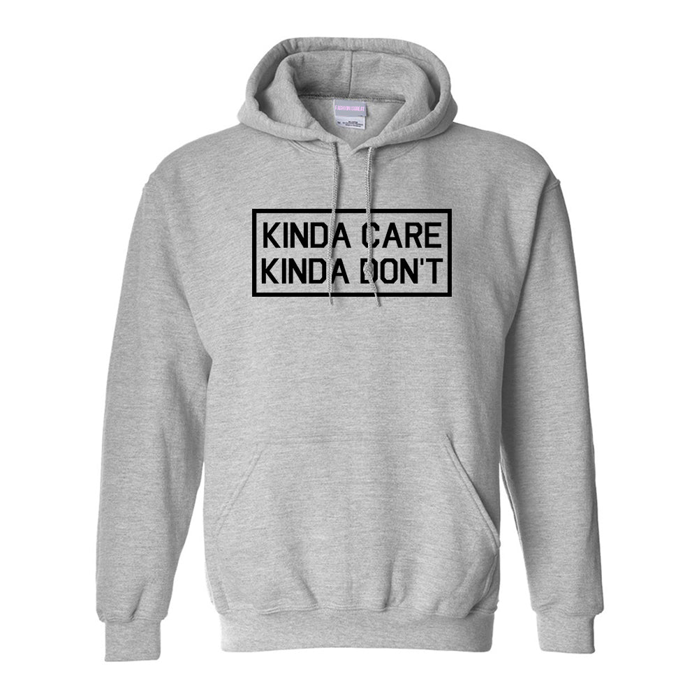 Kinda Care Kinda Don't Funny Grey Womens Pullover Hoodie