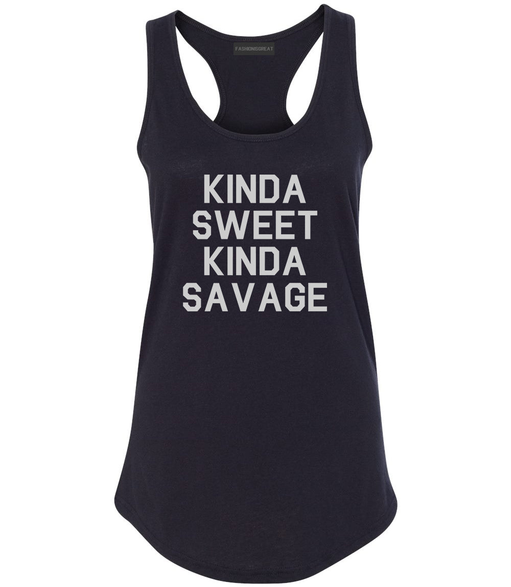 Kinda Sweet Kinda Savage Black Racerback Tank Top