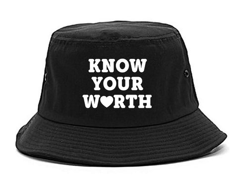 Know Your Worth Heart Bucket Hat Black