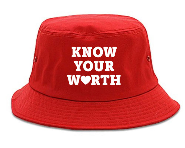 Know Your Worth Heart Bucket Hat Red