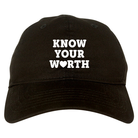 Know Your Worth Heart Dad Hat Black