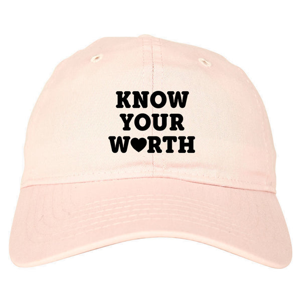 Know Your Worth Heart Dad Hat Pink