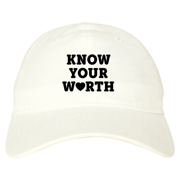 Know Your Worth Heart Dad Hat White