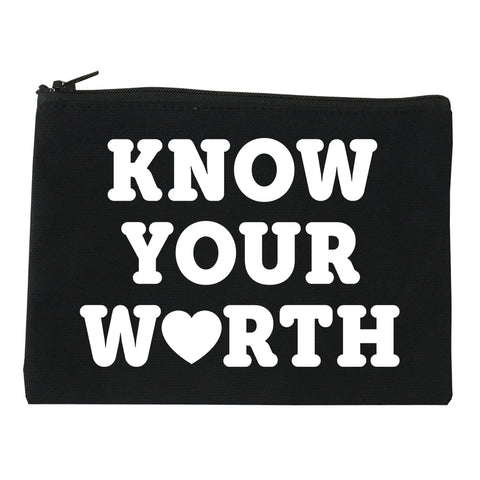 Know Your Worth Heart Makeup Bag Red