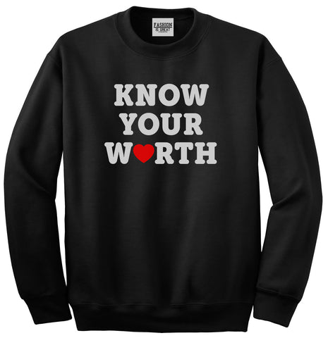 Know Your Worth Heart Unisex Crewneck Sweatshirt Black