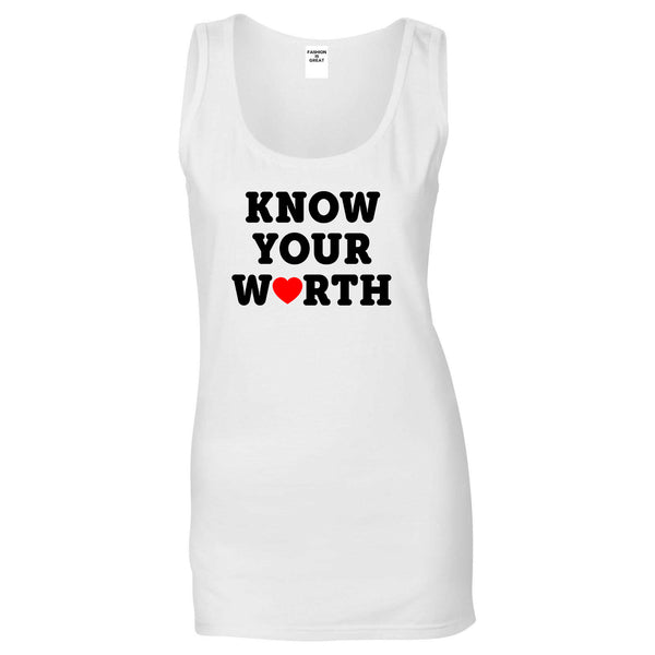 Know Your Worth Heart Womens Tank Top Shirt White