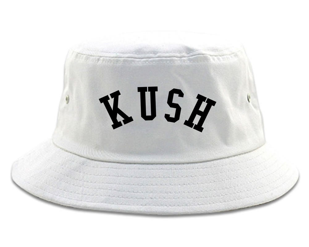 Kush Curved College Weed Bucket Hat White