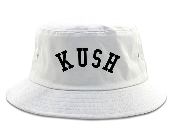 Kush Curved College Weed Bucket Hat White