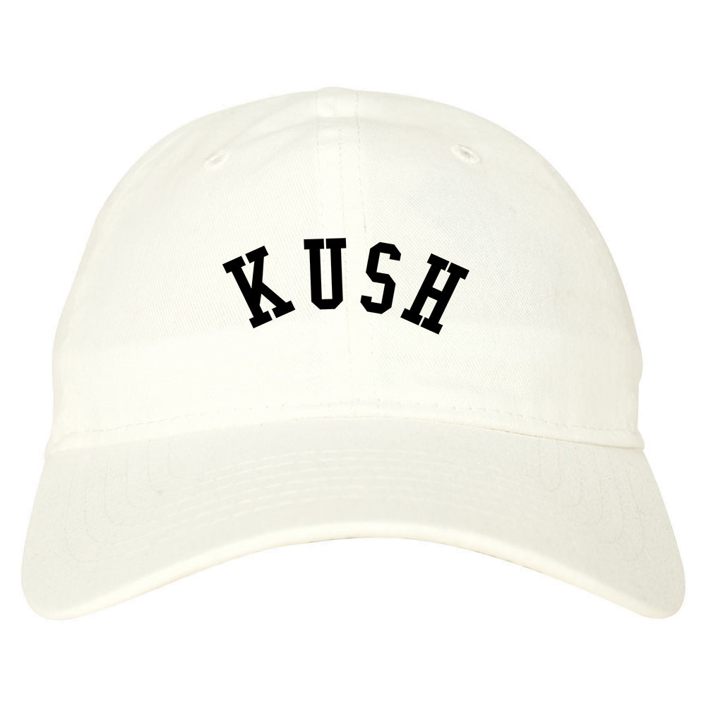 Kush Curved College Weed Dad Hat White