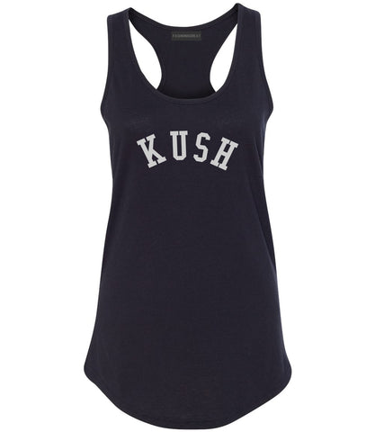 Kush Curved College Weed Womens Racerback Tank Top Black