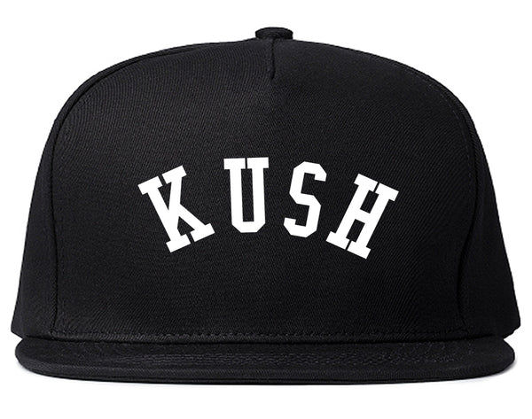 Kush Curved College Weed Snapback Hat Black