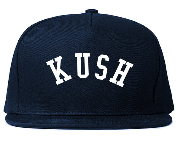 Kush Curved College Weed Snapback Hat Blue