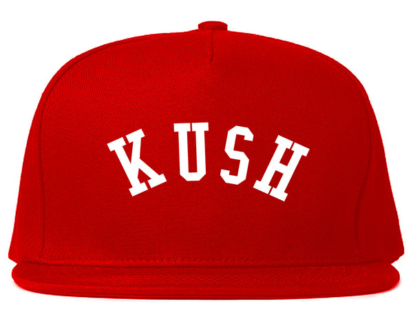 Kush Curved College Weed Snapback Hat Red