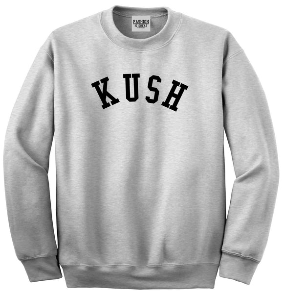 Kush Curved College Weed Unisex Crewneck Sweatshirt Grey