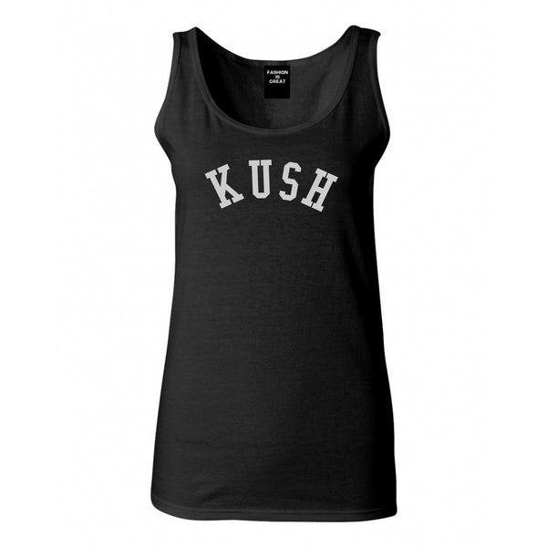 Kush Curved College Weed Womens Tank Top Shirt Black
