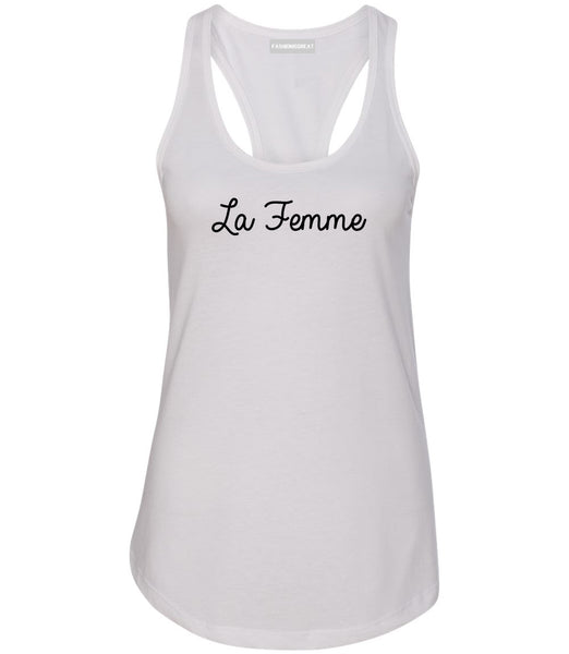 La Femme French Womens Racerback Tank Top White