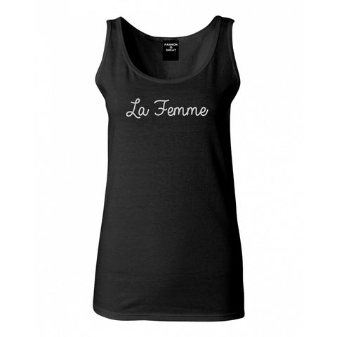 La Femme French Womens Tank Top Shirt Black