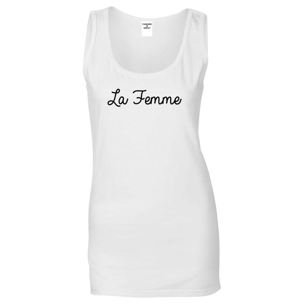 La Femme French Womens Tank Top Shirt White