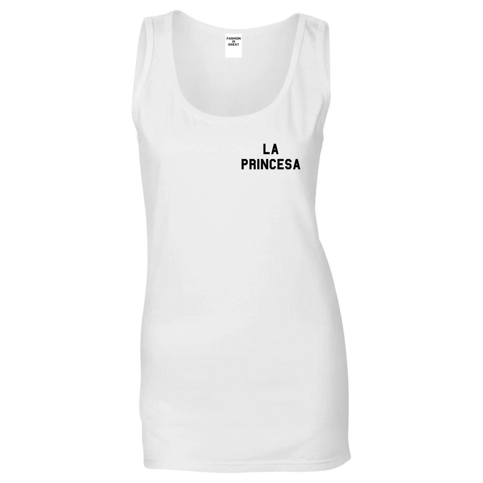 La Princesa Spanish Chest White Womens Tank Top