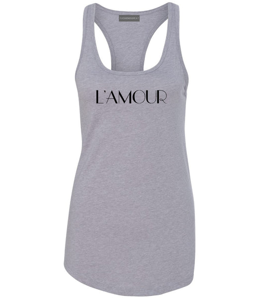 Lamour Love Womens Racerback Tank Top Grey