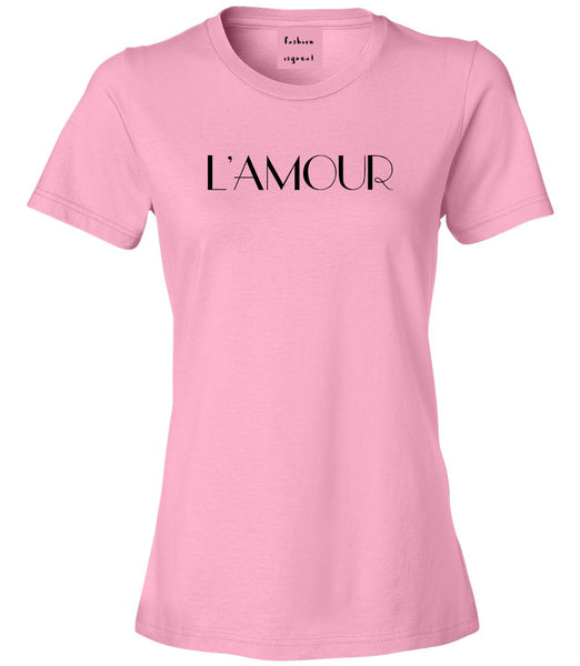 Lamour Love Womens Graphic T-Shirt Pink